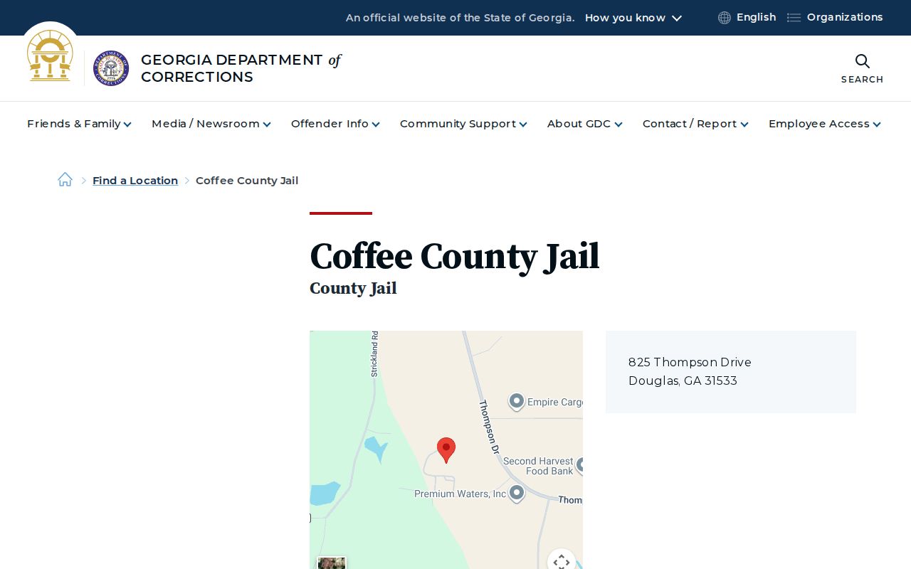 Coffee County Jail release record source on the GDC location page