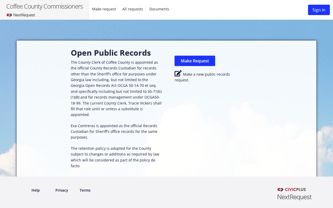 Coffee County release records request portal