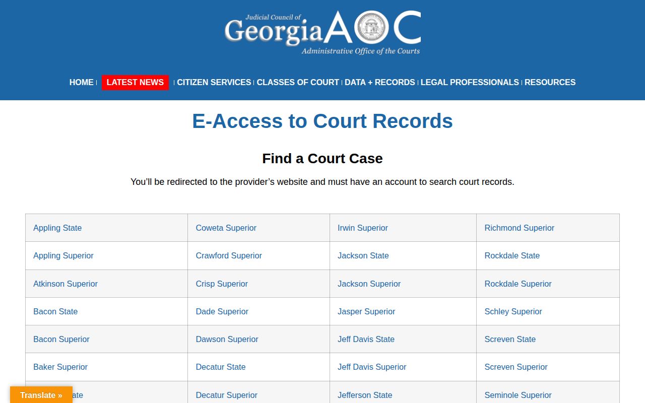 Coffee County court release records e-access route