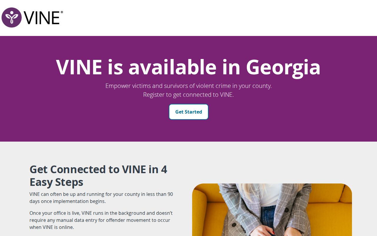 Georgia VINE information for a Coffee County inmate release check